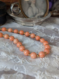 Coral Necklace - Empress Josephine with Golden Beads