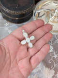 Clear Crystal Cross Pendant - Tiny Oval Stones