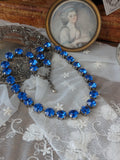 Sapphire Blue Swarovski Crystal Collet Necklace - Small Round