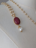 Renaissance Carnelian Pendant on Pearl Chain