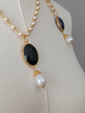 Renaissance Carnelian Pendant on Pearl Chain