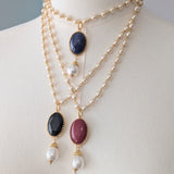 Renaissance Carnelian Pendant on Pearl Chain