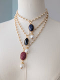 Renaissance Carnelian Pendant on Pearl Chain