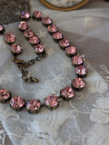 Light Pink Swarovski Crystal Collet Necklace - Small Round