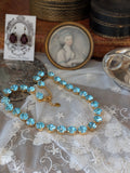 Aqua Blue Swarovski Crystal Collet Necklace - Small Round
