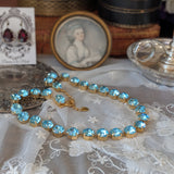 Aqua Blue Swarovski Crystal Collet Necklace - Small Round