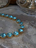 Aqua Blue Swarovski Crystal Collet Necklace - Small Round