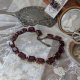 Dark Pink Aurora Crystal Collet Necklace - Large Octagon