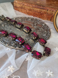 Dark Pink Aurora Crystal Collet Necklace - Large Octagon