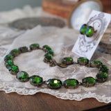 Tourmaline Green Aurora Crystal Collet Necklace - Large Oval