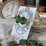 Tourmaline Green Aurora Crystal Earrings - Large Oval