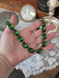 Tourmaline Green Aurora Crystal Collet Necklace - Large Oval