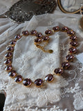 Light Purple Aurora Crystal Collet Necklace - Medium Round