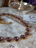 Light Purple Aurora Crystal Collet Necklace - Medium Round