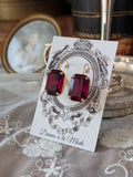 Garnet Swarovski Earring - Large Octagon