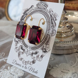 Garnet Swarovski Earring - Large Octagon