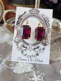 Garnet Swarovski Earring - Large Octagon