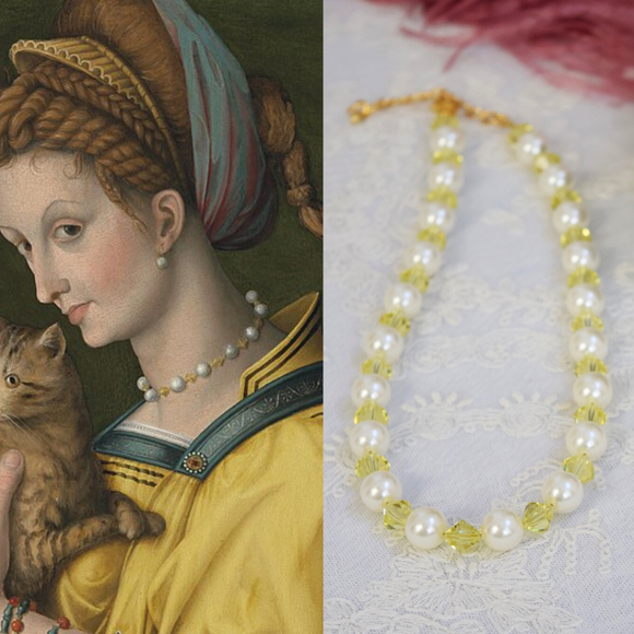 Pearl and Yellow Renaissance Necklace