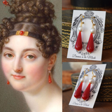 BLACK FRIDAY Red Coral and Pearl Teardrop Earrings