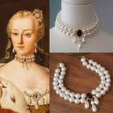BLACK FRIDAY 18th Century Double Pearl Necklace with Crystal