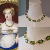 Crown-set Peridot and pearl necklace