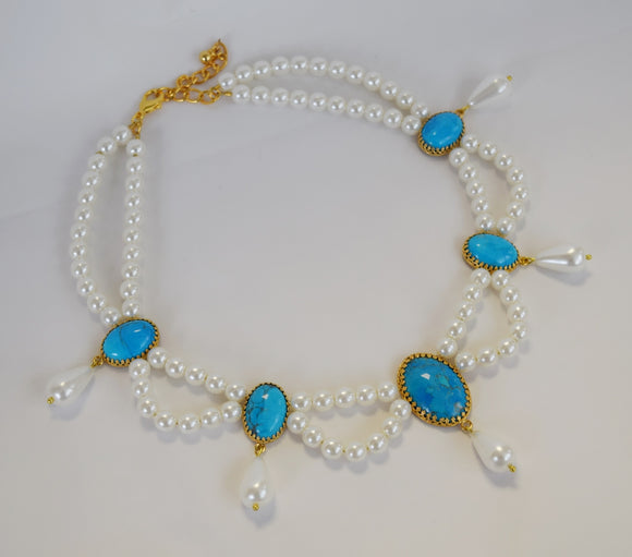 Pearl and Turquoise Festoon Necklace