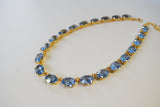 Light Blue Swarovski Crystal Necklace - Medium Oval