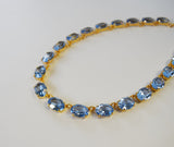 Light Blue Swarovski Crystal Necklace - Medium Oval