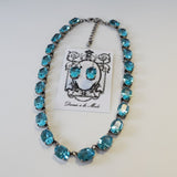 Aquamarine Blue Swarovski Crystal Necklace - Medium Oval Unfoiled