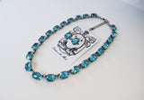 Aquamarine Blue Swarovski Crystal Necklace - Medium Oval Unfoiled