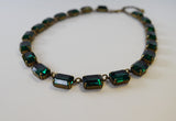 Dark Green Swarovski Collet Necklace - Medium Octagon