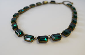 Dark Green Swarovski Collet Necklace - Medium Octagon
