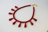 Red "Coral" Teardrop Fringe Necklace