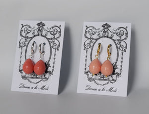 Pink Shell Pearl Coral Drop Earrings