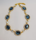 Navy Blue Halo Necklace - Large Oval