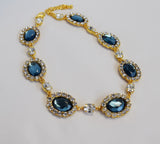 Navy Blue Halo Necklace - Large Oval