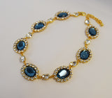 Navy Blue Halo Necklace - Large Oval