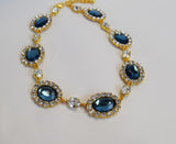 Navy Blue Halo Necklace - Large Oval