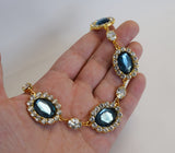 Navy Blue Halo Necklace - Large Oval