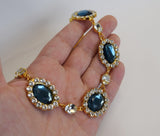 Navy Blue Halo Necklace - Large Oval