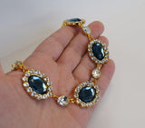 Navy Blue Halo Necklace - Large Oval