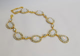 White Opaline Halo Necklace - Large Oval with Teardrop