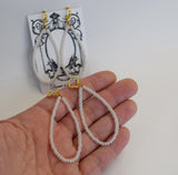Large Glass Pearl Bead Hoop Earrings