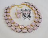 Pink Opal Crystal Earrings - Large Octagon