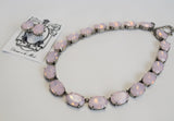 Pink Opal Crystal Collet Necklace - Large Oval