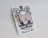 Pink Opal Crystal Earrings - Large Oval
