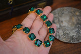 Emerald Green Collet Necklace - Medium Square