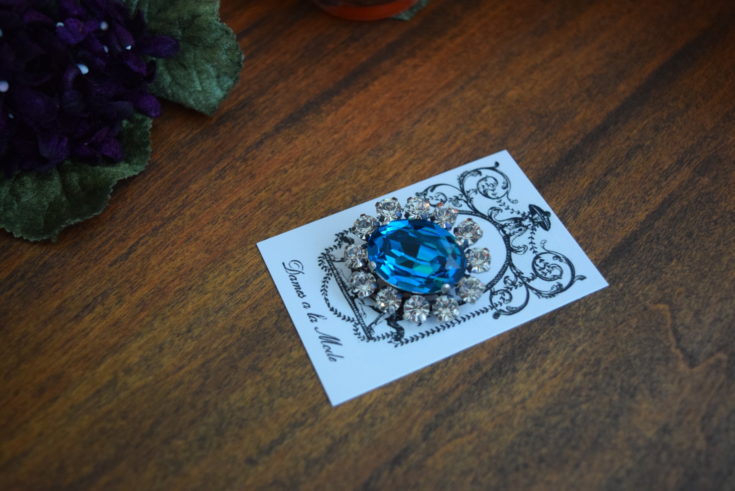 Blue Zircon Swarovski Crystal Cluster Brooch – Dames a la Mode