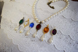 Elizabethan Crystal and Pearl Necklace - Large Oval crystal