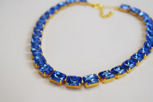 Ocean Blue Collet Necklace - Small Octagon